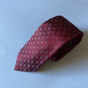 ETON MENS SILK TIE MEDALLION PRINT RED MADE IN ITALY NWOT